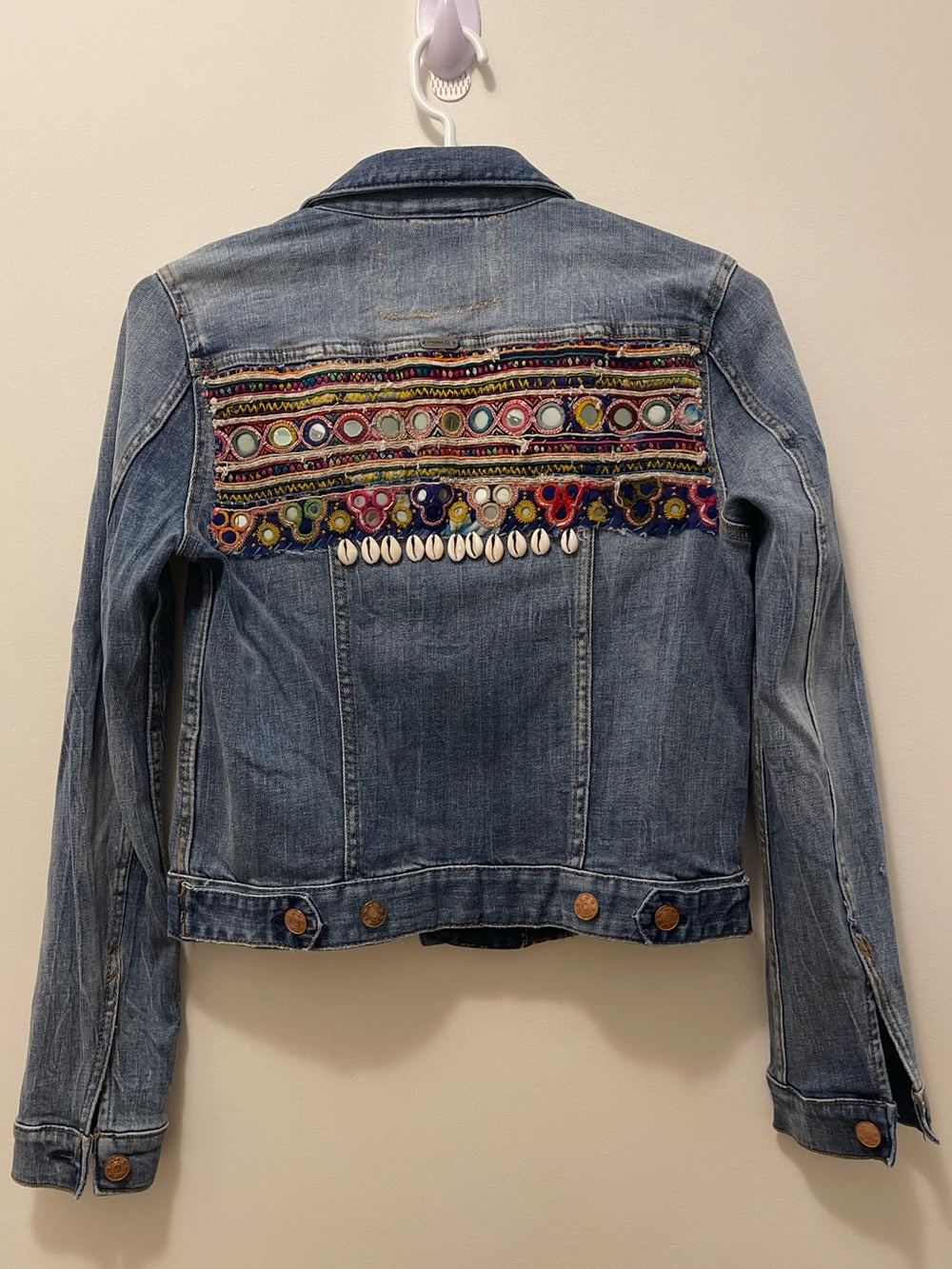 Hand Embroidered Blue Denim Jacket - Women - Picture 3 of 13